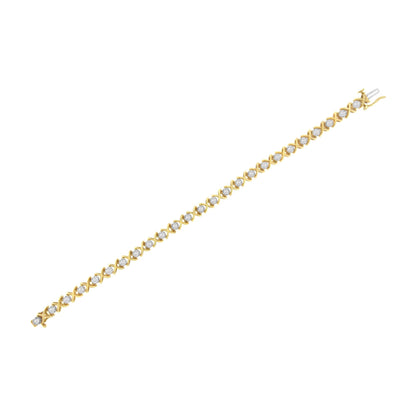 10K Yellow Gold Plated Sterling Silver 1 cttw Diamond Link Bracelet (J-K Clarity, I1-I2 Color) - Size 7" - Bijoux-NYC Direct