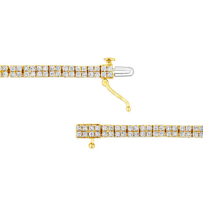 14K Yellow Gold Plated .925 Sterling Silver 3.0 Cttw Diamond Link Bracelet (K-L Color, I2-I3 Clarity) - 7.25" - Bijoux-NYC Direct