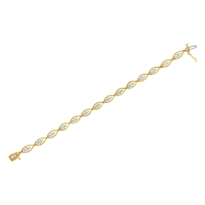 10K Yellow Gold Plated .925 Sterling Silver 1 cttw Prong Set Round-Cut Diamond Link Bracelet (J-K Color, I1-I2 Clarity) - 7.25" - Bijoux-NYC Direct