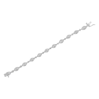.925 Sterling Silver 2 1/2 Cttw Diamond Pear Shaped and Bezel Link Bracelet (I-J Color, I2-I3 Clarity) - 7.5 " - Bijoux-NYC Direct