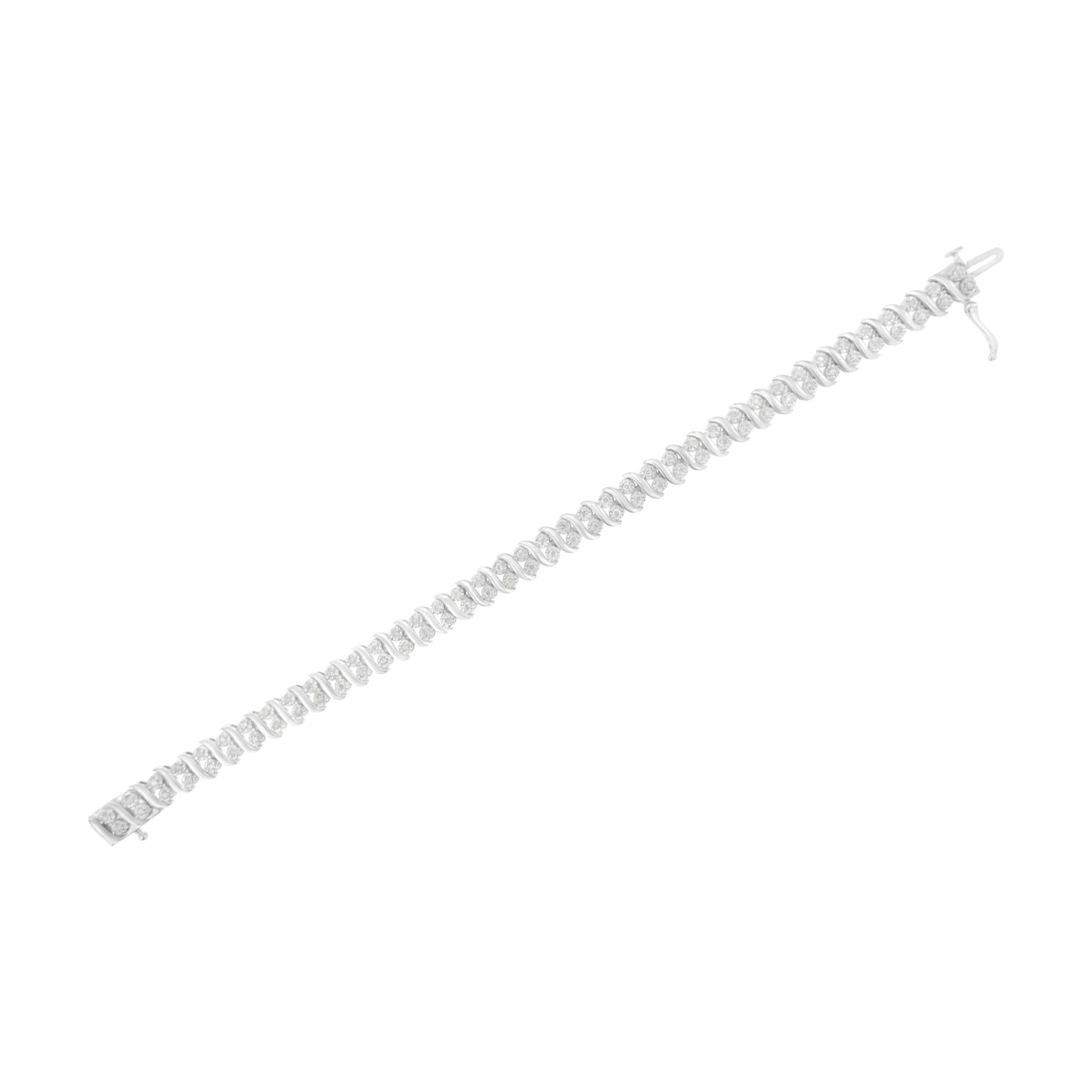 .925 Sterling Silver 1 cttw Double Row Miracle-Set Diamond Tennis Bracelet (I-J Clarity, I3 Color) - Size 7.25" - Bijoux-NYC Direct