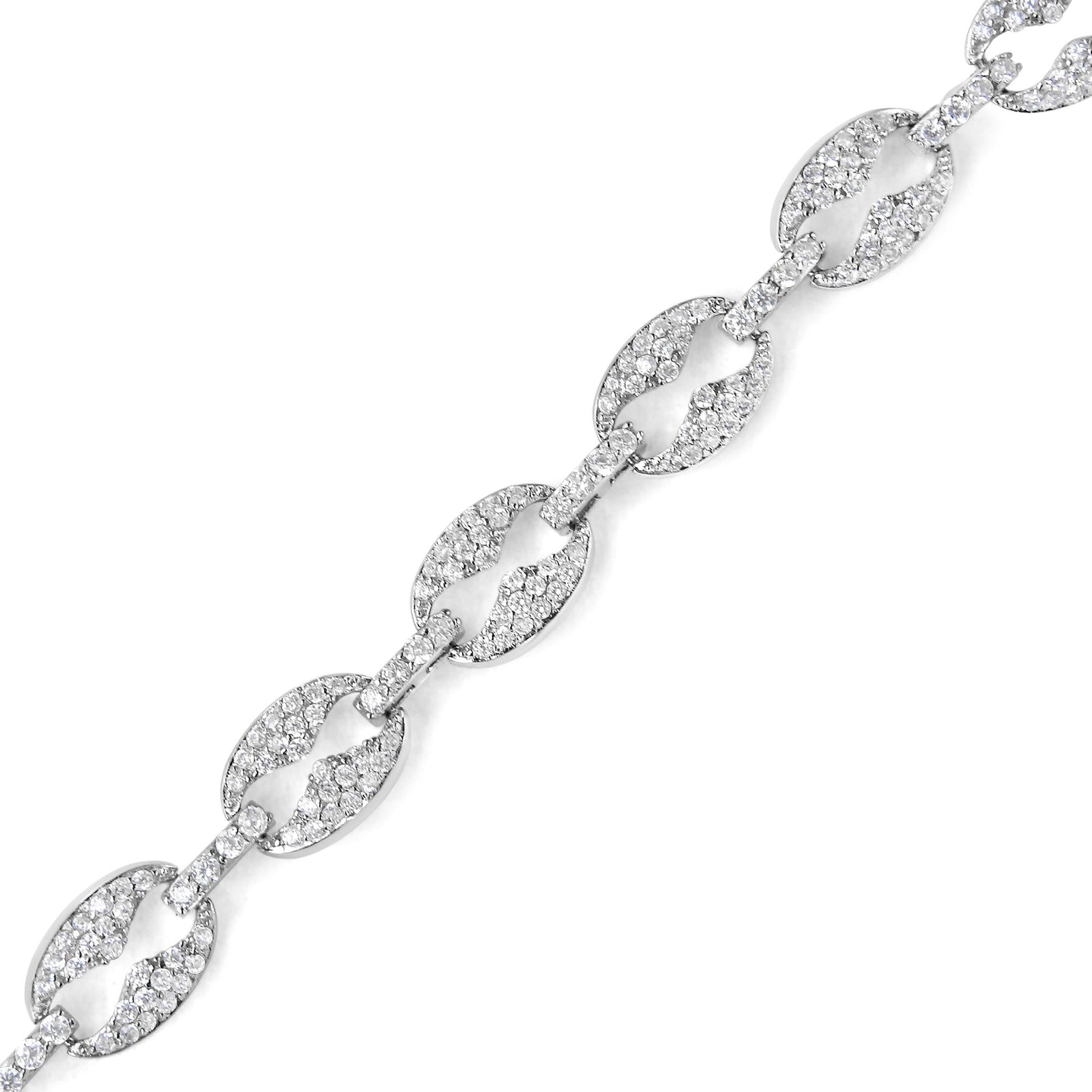 14K White Gold 1 1/2 Cttw Round Diamond Set Link Bracelet (I-J Color, I1-I2 Clarity) - 7" - Bijoux-NYC Direct