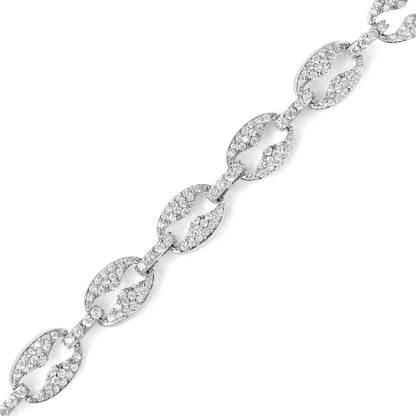 14K White Gold 1 1/2 Cttw Round Diamond Set Link Bracelet (I-J Color, I1-I2 Clarity) - 7" - Bijoux-NYC Direct
