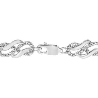 .925 Sterling Silver Prong Set Diamond Accent Infinity Weave Link 7.25" Bracelet (I-J Color, I3 Clarity) - Bijoux-NYC Direct
