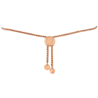 14K Rose Gold Plated .925 Sterling Silver Diamond Accent Circle and Heart Link Adjustable 6”-10” Bolo Bracelet (I-J Color, I3 Clarity) - Bijoux-NYC Direct