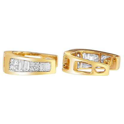 14k Yellow Gold 1/2ct TDW Princess and Baguette Diamond Earrings (I-J,VS1-VS2) - Bijoux-NYC Direct