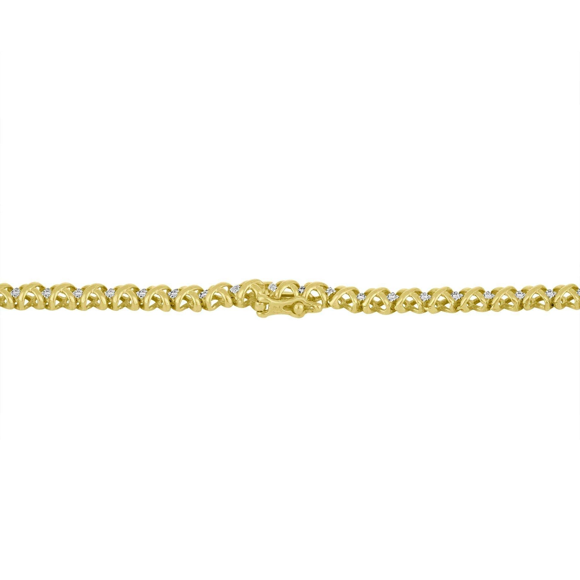 10K Yellow Gold 4 cttw Brilliant Round-Cut Diamond Graduating Riviera Statement Necklace (H-I Color, I2-I3 Clarity) - Bijoux-NYC Direct