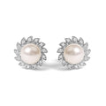 10K White Gold Heirloom-Style Pearl and Diamond Accent Halo Stud Earrings (I-J color, I1-I2 Clarity)