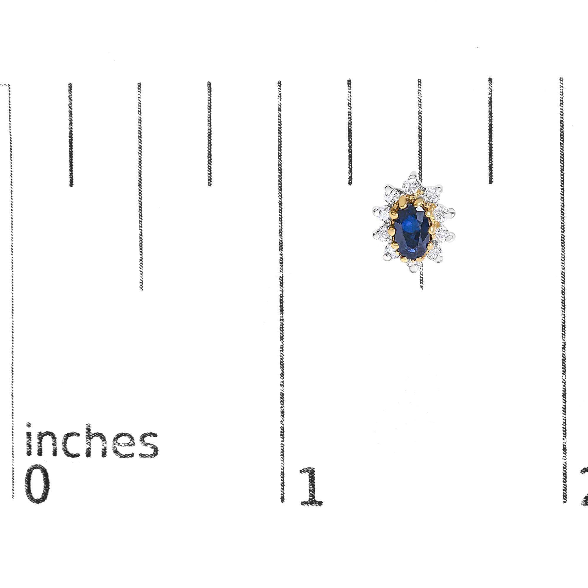 14K Yellow Gold 1/4 Cttw Diamond and Blue Sapphire Sunburst Halo Stud Earrings (K-L Color, I1-I2 Clarity)