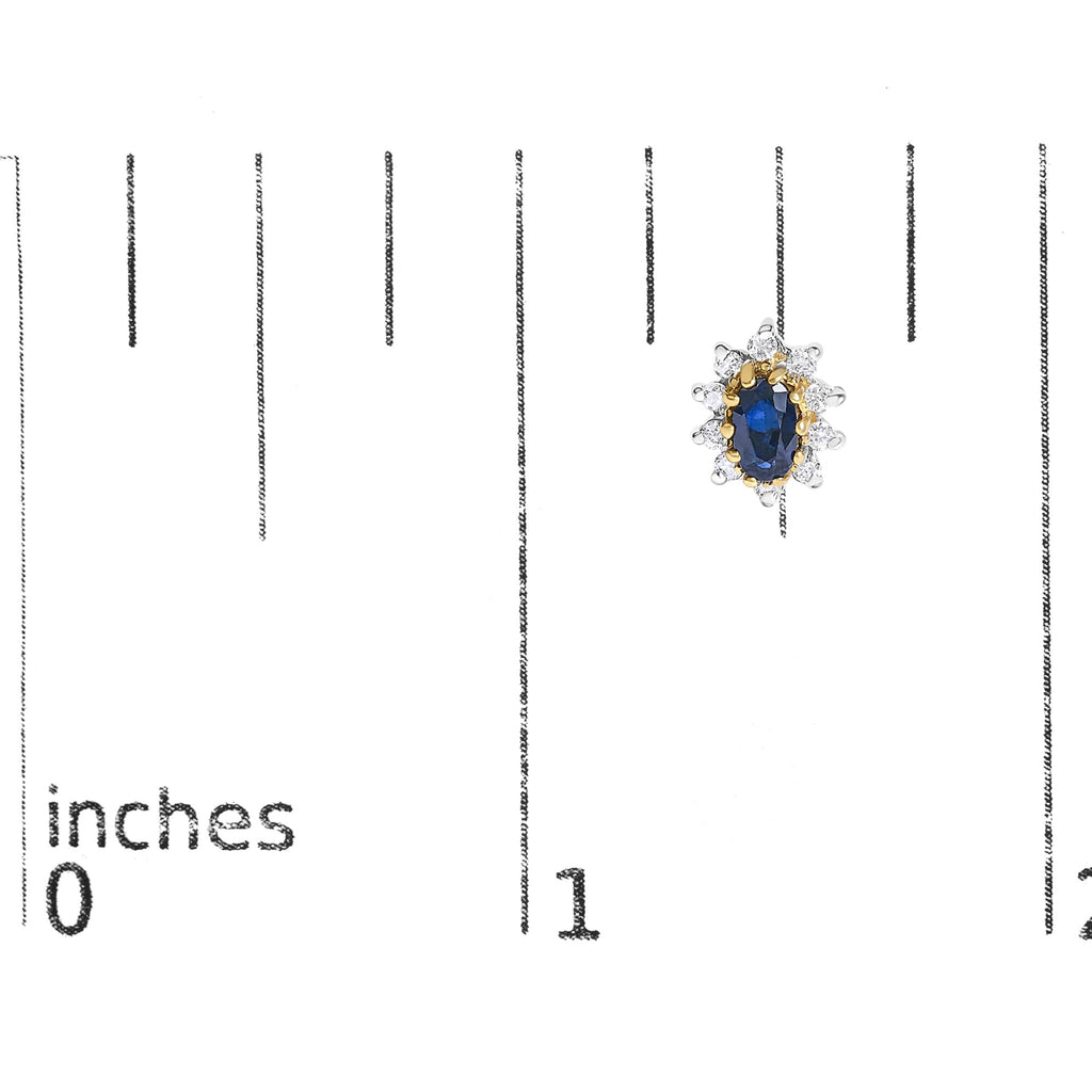 14K Yellow Gold 1/4 Cttw Diamond and Blue Sapphire Sunburst Halo Stud Earrings (K-L Color, I1-I2 Clarity)