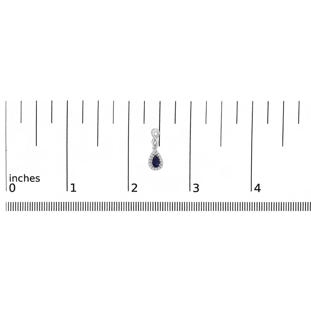 10K White Gold Pear Cut Blue Sapphire and 1/7 Cttw Diamond Infinity Drop and Dangle Earrings (I-J Color, I1-I2 Clarity)