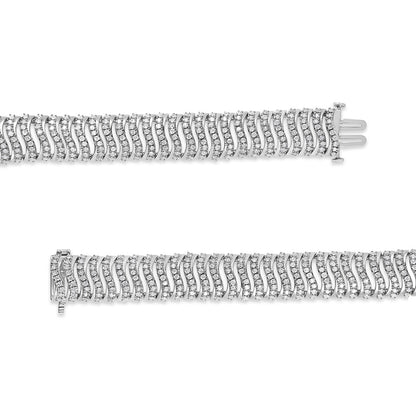.925 Sterling Silver 5.00 Cttw Round-Cut Diamond "S" Link Bracelet (I-J Color, I3 Clarity) - Size 7.25 - Bijoux-NYC Direct