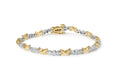 10K Two-Tone Gold 1/2 Cttw Diamond Alternating 3 Stone and X-Link 7" Bracelet (I-J Color, I2-I3 Clarity)