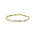 14K Yellow Gold 1.00 Cttw Baguette Diamond Channel Link Bracelet
