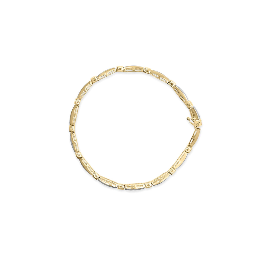 14K Yellow Gold 1.00 Cttw Baguette Diamond Channel Link Bracelet