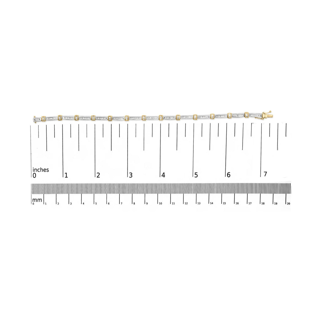 14K Yellow Gold 1.00 Cttw Baguette Diamond Channel Link Bracelet