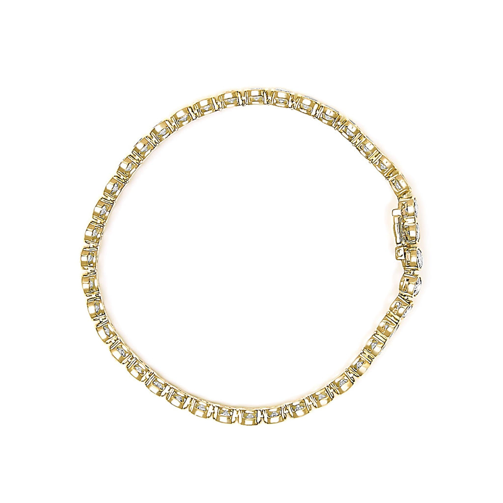 Bezel Set Round Diamond Tennis Bracelet in 10K Yellow Gold – 8.00 Cttw