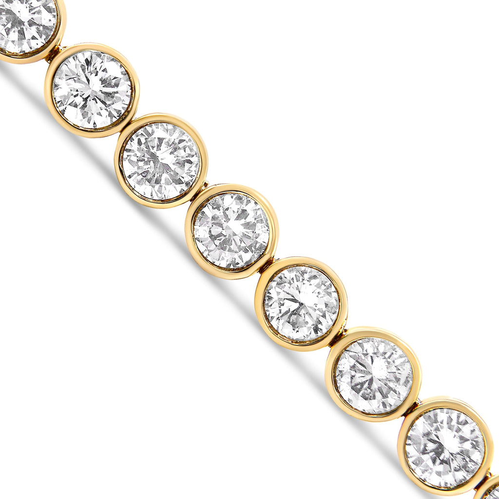 Bezel Set Round Diamond Tennis Bracelet in 10K Yellow Gold – 8.00 Cttw