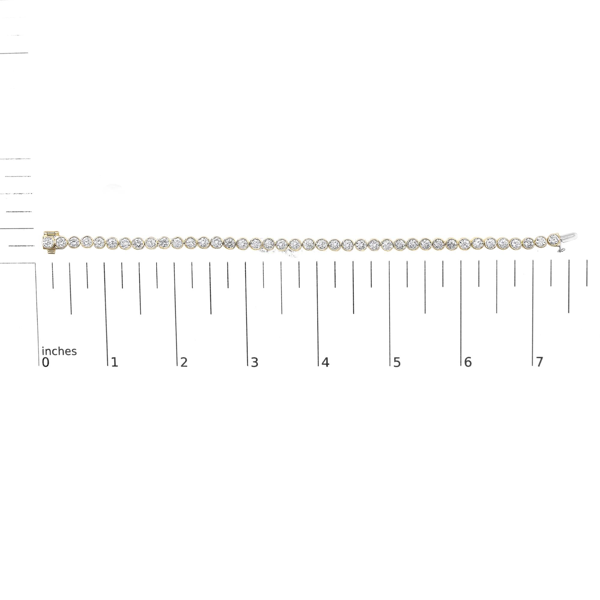 Bezel Set Round Diamond Tennis Bracelet in 10K Yellow Gold – 8.00 Cttw