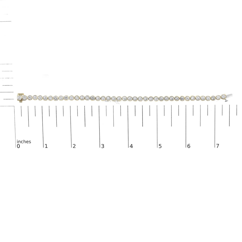 10K Yellow Gold 8.0 Cttw Bezel Set Round Diamond Tennis Bracelet
