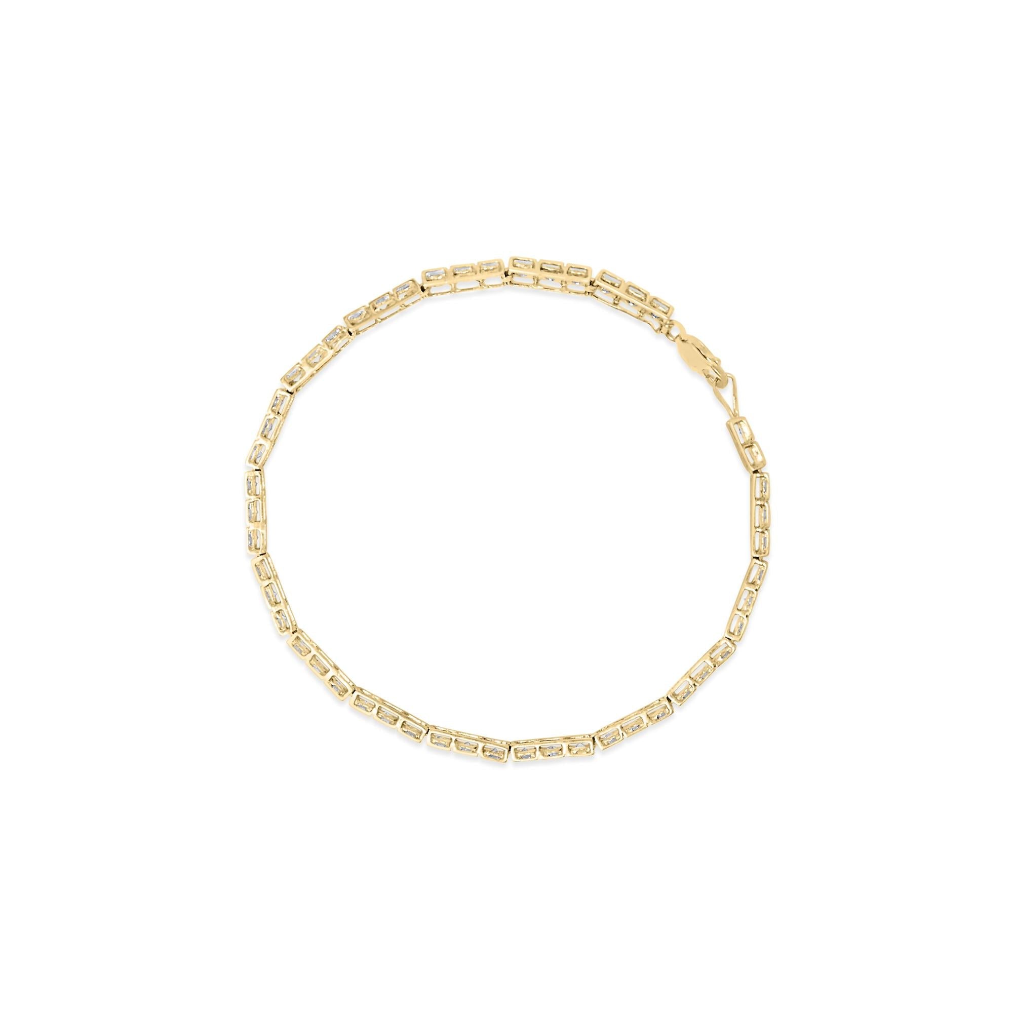 10K Yellow Gold 1.0 Cttw Round Diamond Pave Link Bracelet