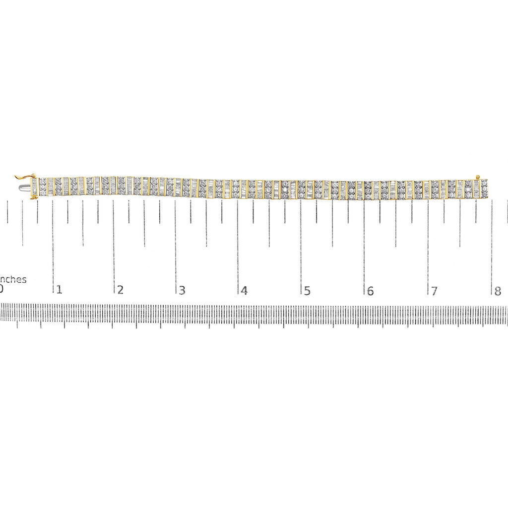 14K Yellow Gold Round and Baguette-Cut Diamond Bracelet (5.50 cttw, H-I Color, I1-I2 Clarity)