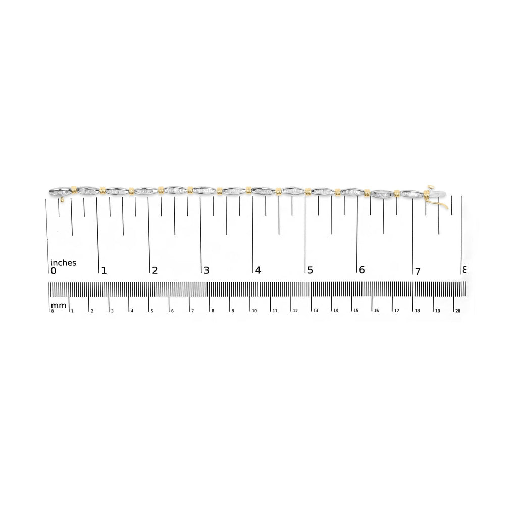 10K Two-Tone Gold 2.0 Cttw Baguette Diamond Channel Link Bracelet