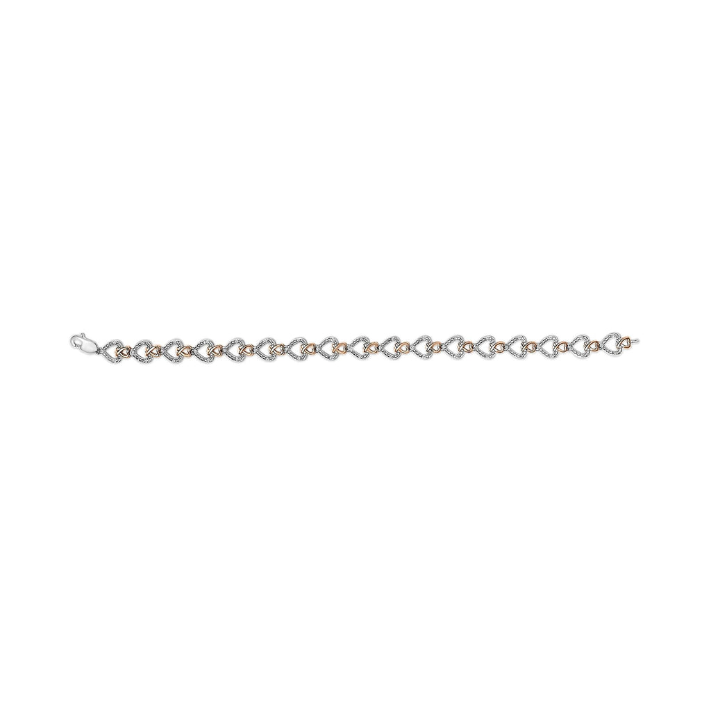 Diamond Infinity Loop & Swirl Link Bracelet in 10K Rose & White Gold – 1/4 Cttw