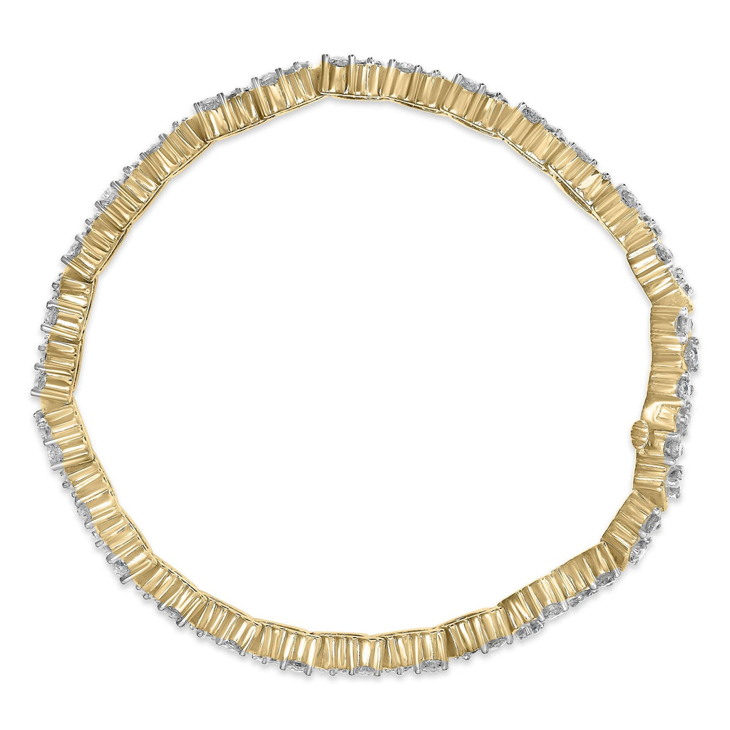 14K Yellow Gold 4.00 Cttw Diamond Triangle Link Tennis Bracelet (H-I Color, I1-I2 Clarity) - 7" Inches