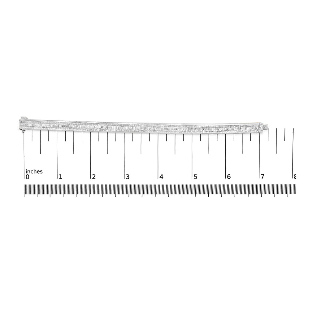14K White Gold 7 7/8 Cttw Princess and Baguette Diamond Eternity Line Tennis Bracelet (G-H Color, SI1-SI2 Clarity) - 7" Inches