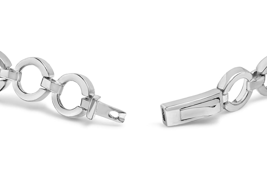 Diamond Open Circle Link Bracelet in Rhodium-Plated Silver – 1.00 ct