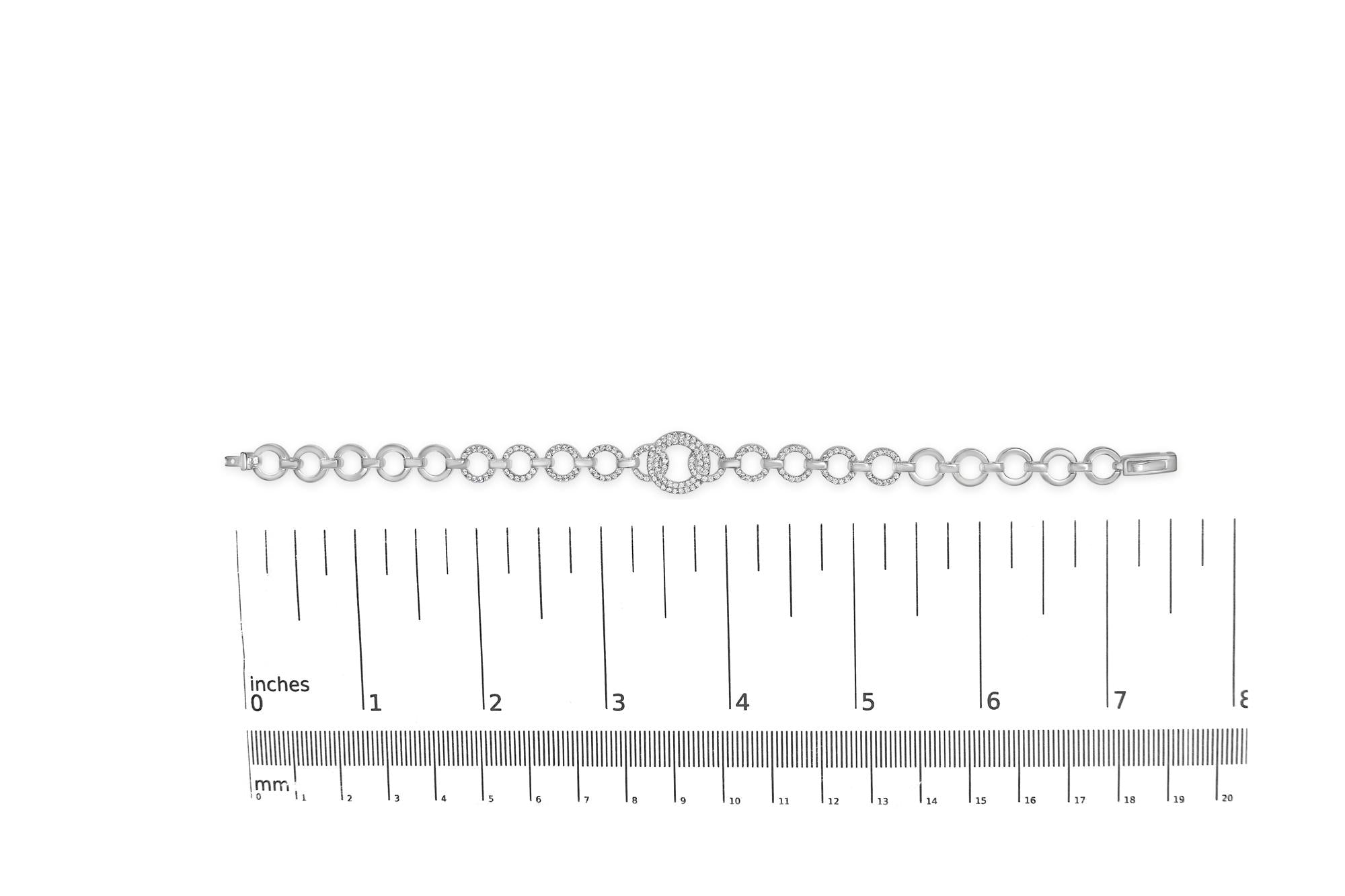 Diamond Open Circle Link Bracelet in Rhodium-Plated Silver – 1.00 ct