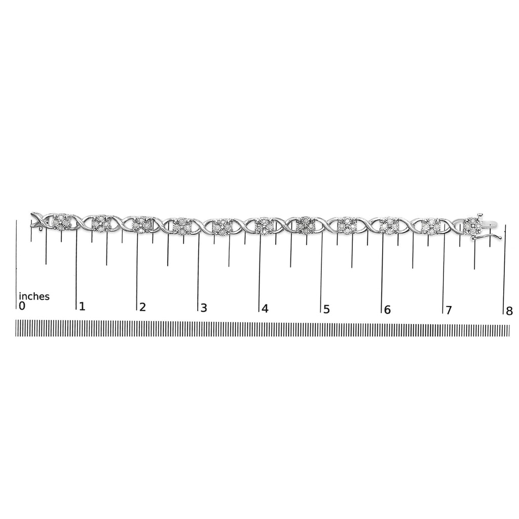 Sterling Silver Rose-Cut Diamond Love Locks Link Bracelet (1.00cttw,I-J color,I3-Promo clarity)
