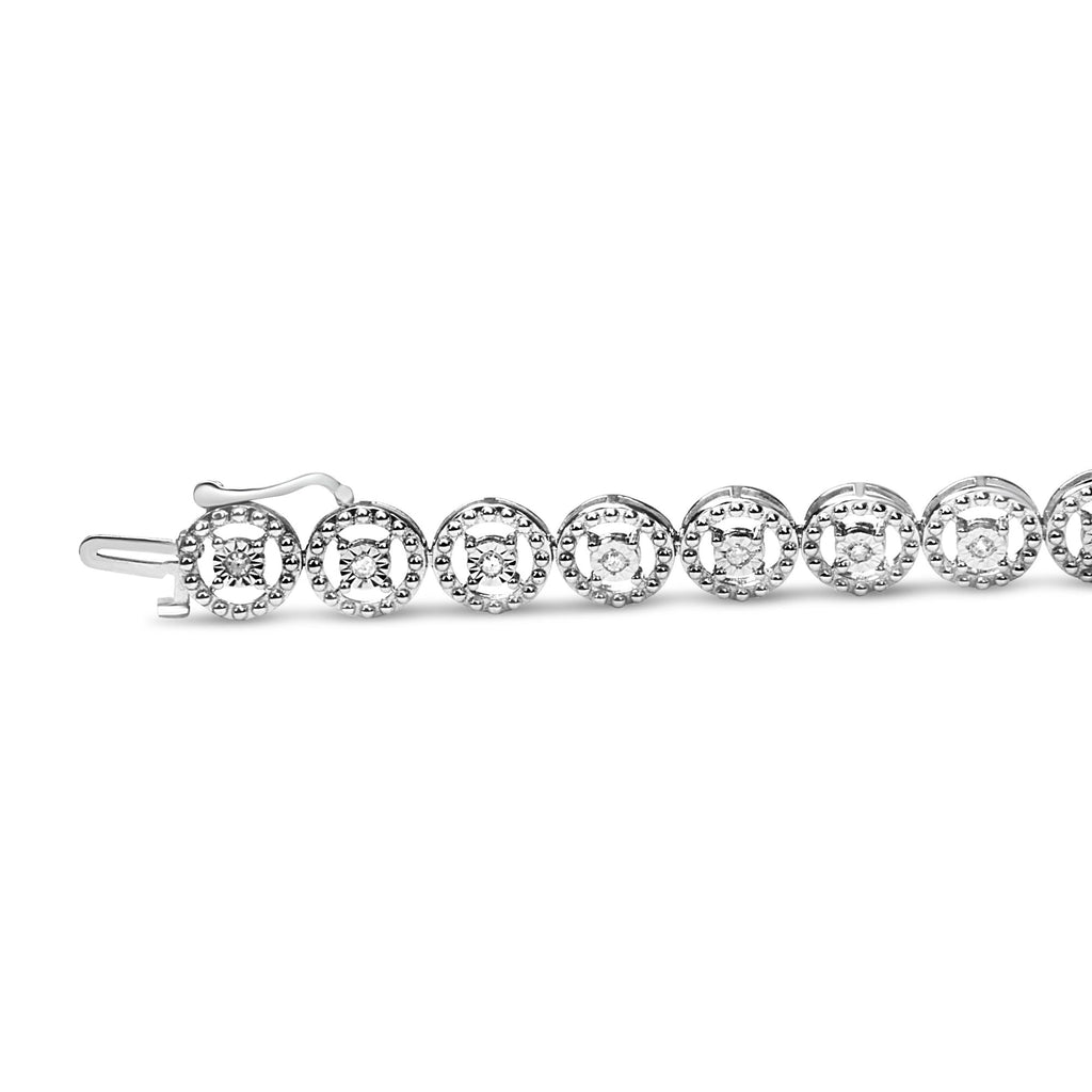 Diamond Nested Circle Open Wheel Link Bracelet in Sterling Silver – 1/2 cttw