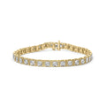 14K Yellow Gold Plated .925 Sterling Silver 1.0 Cttw Miracle Set Diamond Milgrain Link Tennis Bracelet (I-J Color, I2-I3 Clarity) - 7" Inches
