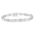 .925 Sterling Silver 1.0 Cttw Round-Cut and Baguette-Cut Diamond X-Link Bracelet (I-J Color, I1-I2 Clarity) - 7"