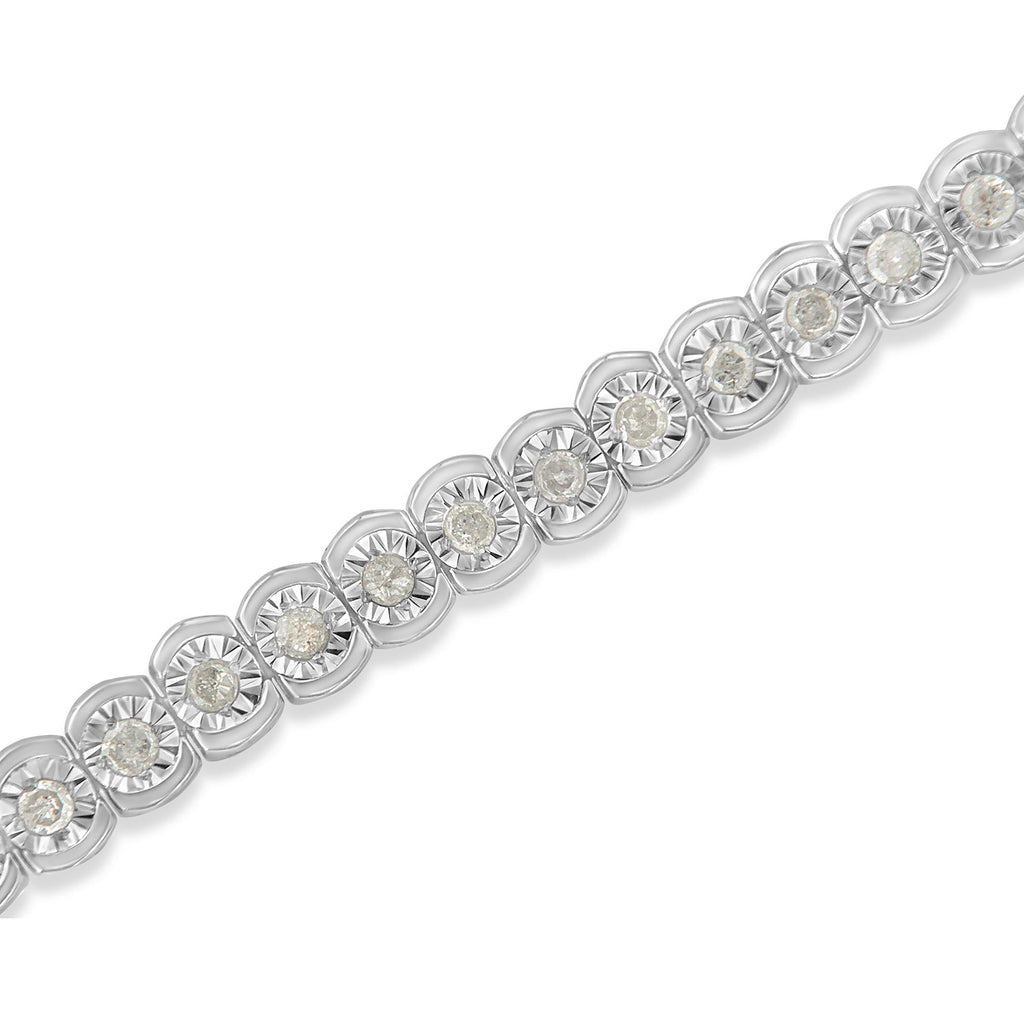 .925 Sterling Silver 1.0 Cttw Diamond Miracle-Set Cut-Circle 7" Tennis Bracelet (I-J Color, I2-I3 Clarity)