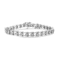 .925 Sterling Silver Diamond Miracle-Set Double Swoosh Milgrain Style Tennis Bracelet (1/2 cttw, I-J Color, I3 Clarity) - Size 7.75"