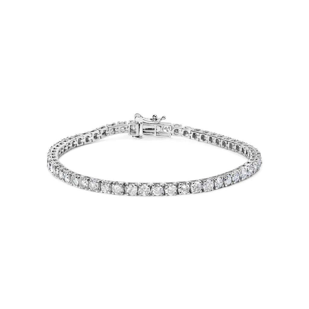 Classic Natural Diamond Tennis Bracelet in Rhodium-Plated 10K White Gold – 6 Cttw
