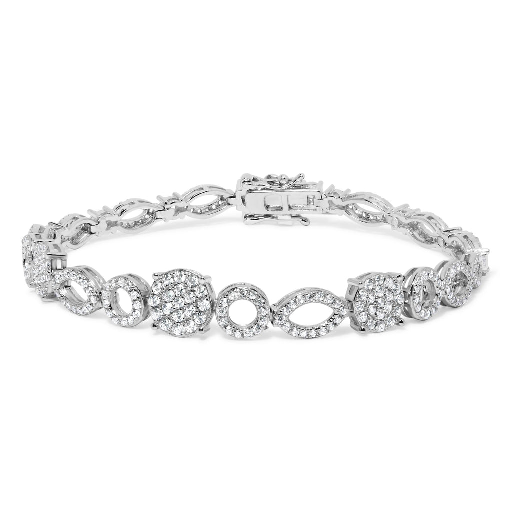 Diamond Alternating Circle & Marquise Link Bracelet in 10K White Gold – 3.00 Cttw