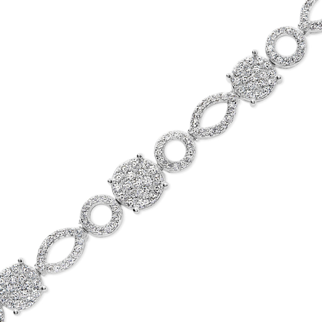 Diamond Alternating Circle & Marquise Link Bracelet in 10K White Gold – 3.00 Cttw