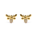 10K Yellow Gold Diamond Accented Bumble Bee Stud Earring (H-I Color, I1-I2 Clarity)