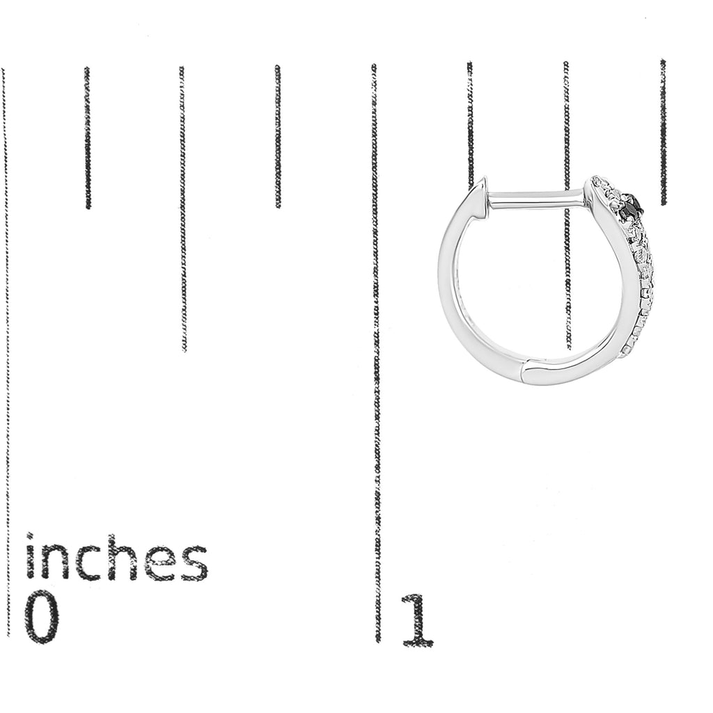 10K White Gold 1/5 Cttw Diamond Snake Eyes Huggy Hoop Earrings