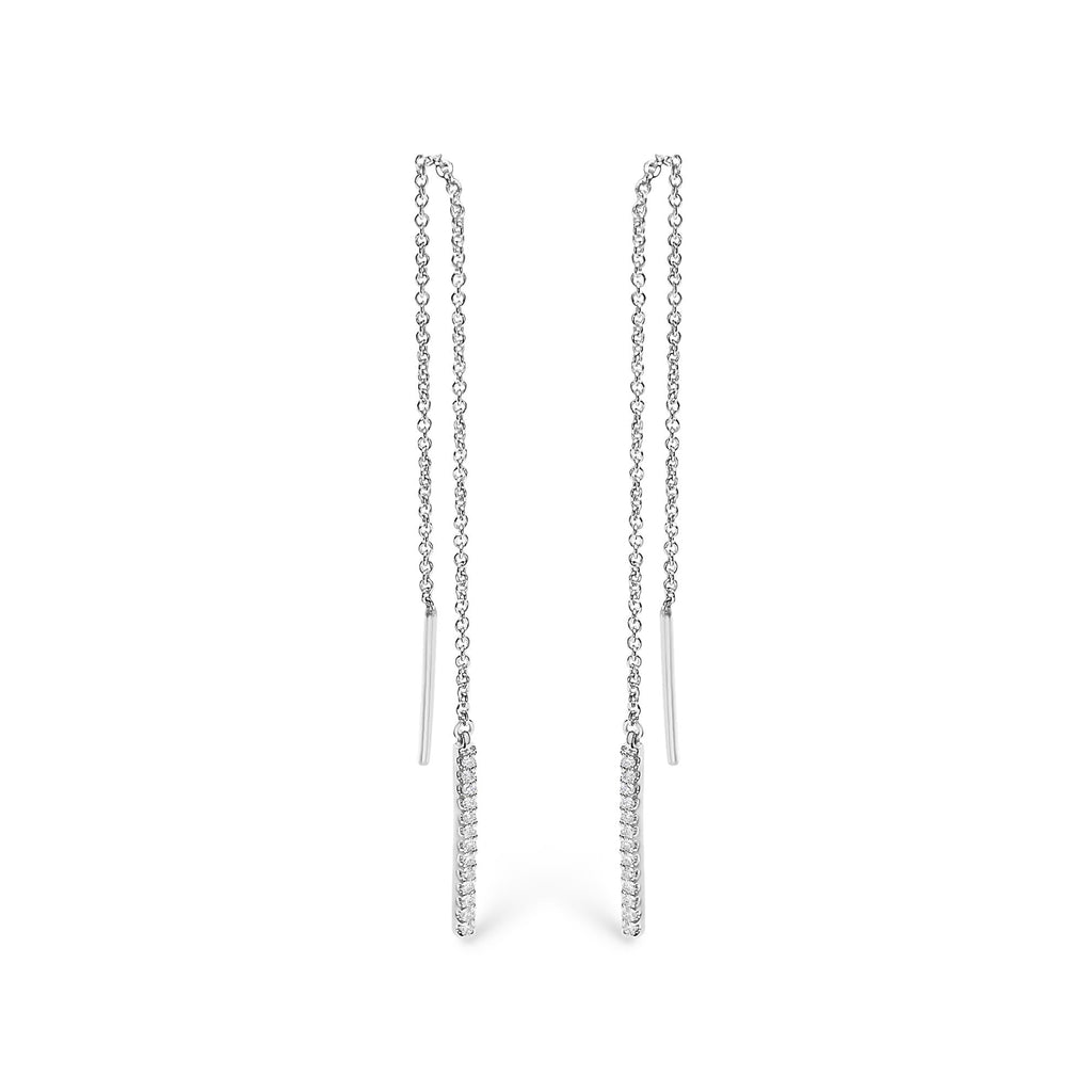 10K White Gold 1/10 Cttw Diamond Threader Earrings