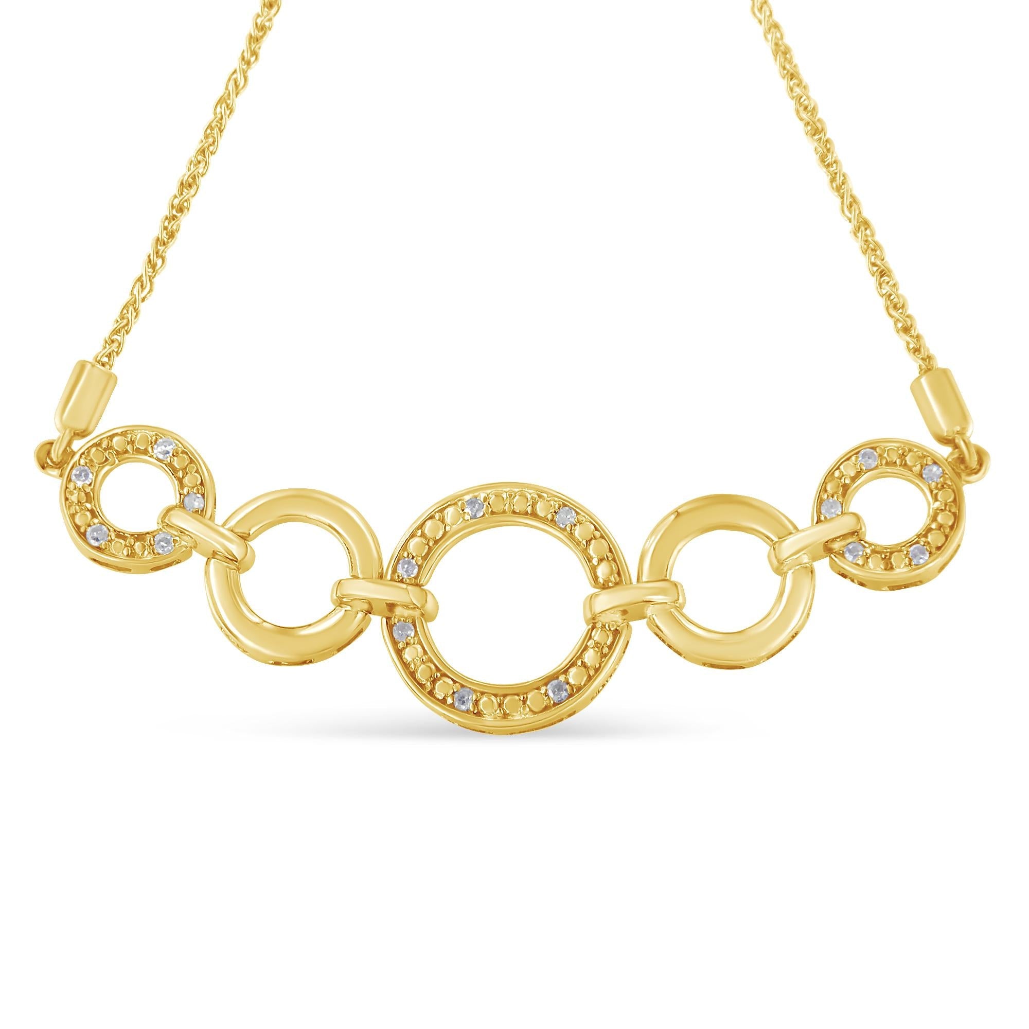 14K Yellow Gold Plated .925 Sterling Silver 1/10 Cttw Diamond Infinity Loop Adjustable Bolo Tennis Bracelet