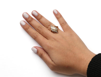 10K Yellow Gold 1/2 Cttw Round and Baguette Cut Diamond Cocktail Ring (H-I Color, I1-I2 Clarity) - Bijoux-NYC Direct