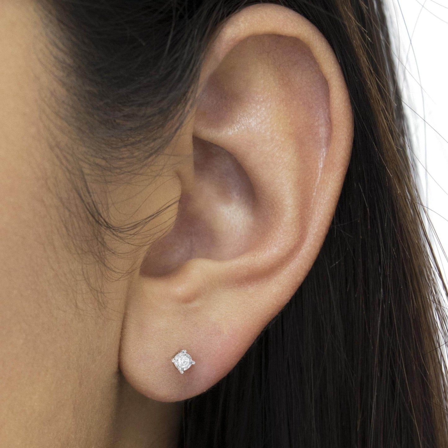 .925 Sterling Silver 1/2 Cttw Near Colorless Round Brilliant-Cut Diamond Miracle-Set Stud Earrings (H-I Color, I2-I3 Clarity) - Bijoux-NYC Direct