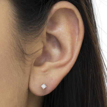 .925 Sterling Silver 1/2 Cttw Near Colorless Round Brilliant-Cut Diamond Miracle-Set Stud Earrings (H-I Color, I2-I3 Clarity) - Bijoux-NYC Direct