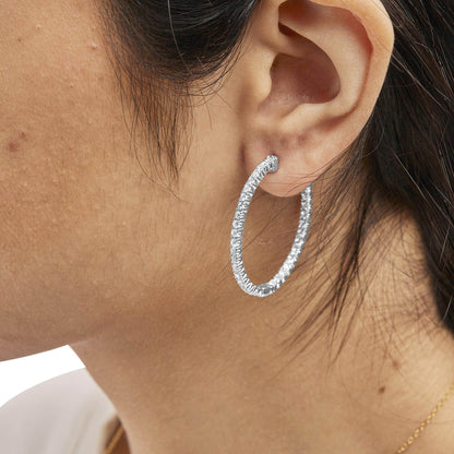 14K White Gold 1 3/4 Cttw Lab Grown Diamond Inside Out Hoop Earrings (G-H Color, VS2-SI1 Clarity) - Bijoux-NYC Direct