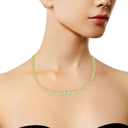 10K Yellow Gold 4 cttw Brilliant Round-Cut Diamond Graduating Riviera Statement Necklace (H-I Color, I2-I3 Clarity) - Bijoux-NYC Direct